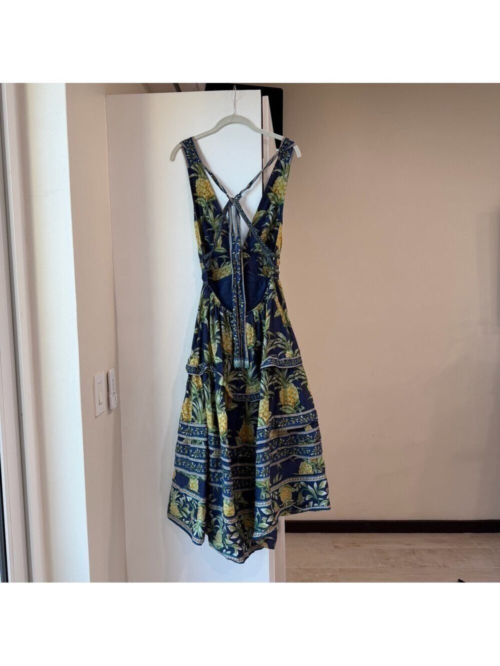 FARM Rio Navy Blue Pineapple Halter Midi Dress - Picture 8 of 8